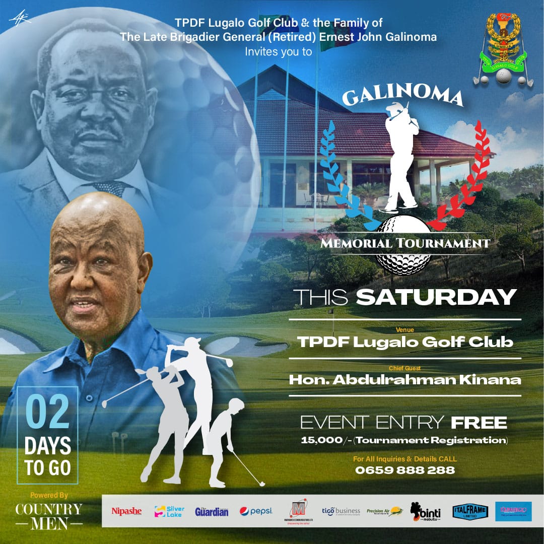 TheGuardianTzO1's tweet photo. #EventAD Do not plan to miss the annual Galinoma Memorial Tournament organized by the family of the late Brigadier General (Retired) Ernest John Galinoma on April 29, 2023, at TPDF Lugalo Golf Club.
#TheGuardian #Nipashe https://t.co/8GgzXzGmlH