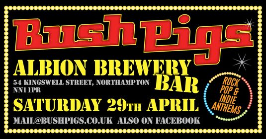This Saturday in the Albion Brewery Bar.
The consistently great Bush Pigs!
<a href="/PhippsNBC/">Phipps NBC ales</a> #livemusic #realale #supportyourlocal