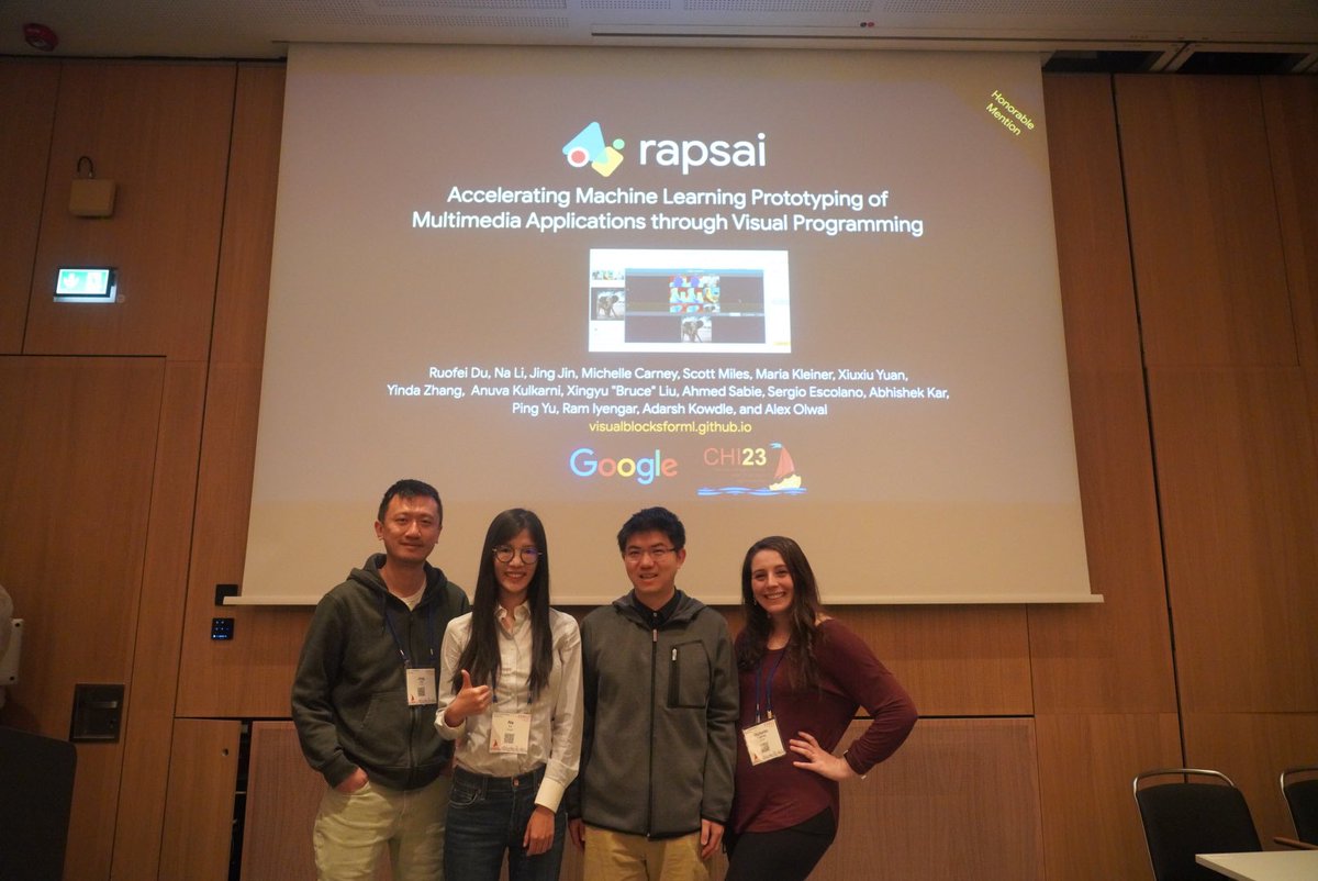 DuRuofei's tweet photo. Go team #Rapsai! https://t.co/GDDDXH5ptA #CHI2023 @sigchi Thank you everyone for attending my talk! See you next year in Hawaii! https://t.co/Nl2bX59wJB