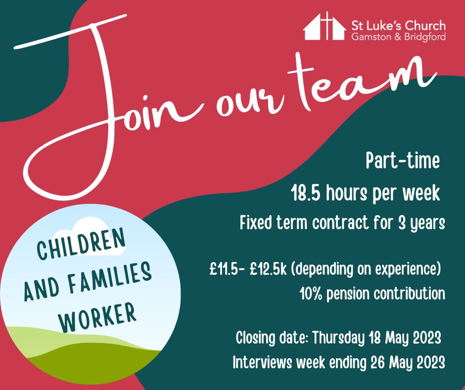 We're looking for an inspiring &amp; enthusiastic person to develop our children  &amp; families ministry, championing their place at the heart of our vision. If this could be you we would love to hear from you. 

Further details can be found here: tinyurl.com/bdjrms6a

Please RT.