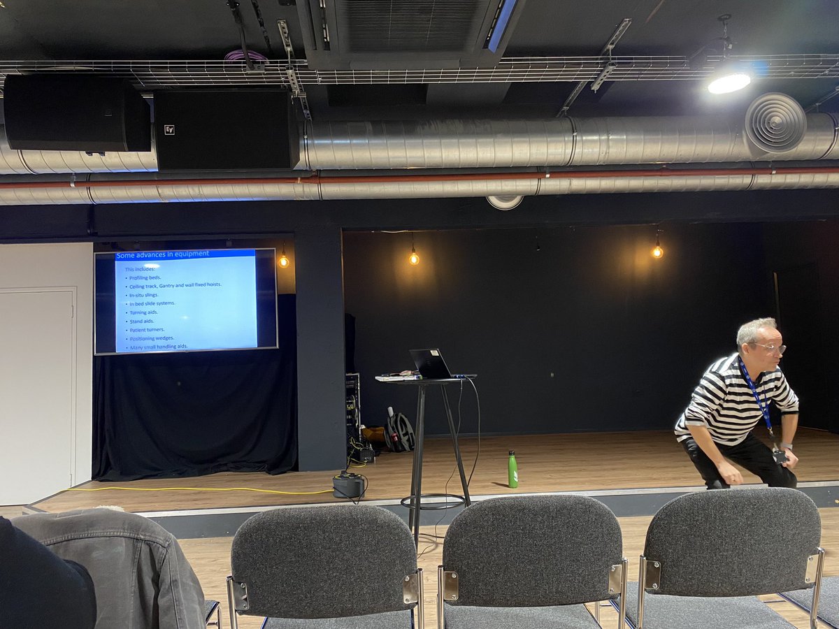 HannahtweetsOT's tweet photo. So excited to be at my first @nhs_scft #OccupationalTherapy Skill Share event w colleagues from @UHSussex @WSCCNews and @SPFT_NHS. Here we’re considering force vs BOS &amp; learning about changes in equipment tech that enable ⬇️ handling for carers &amp; ⬆️ independence for patients 🥳 https://t.co/w07cR23lX7