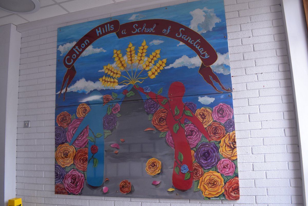 ColtonHillsCS's tweet photo. We want to share a Colton Hills success story. Gurshinder Kaur, who painted our @SchsofSanctuary  mural and went on to study Chemistry, with a placement at Astra Zeneca, has just secured a PhD in supramolecular chemistry at @UniofOxford! Congratulations Gurshinder!
#ColtonHills https://t.co/YpFfTWnBY1