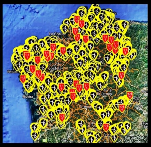 #StopEólicos
📢Manifestación este #Domingo30 en #Coristanco fronte á #MafiaEólica
#NonQueremosMuíñosDianteDosFuciños
#EólicosNoRuralDespoboaciónTotal 
#DefenderATerraÉAutodefensa
ℹ️Mapa #InvasiónEólica engadindo os 75 polígonos industriais eólicos aprobados o 25/04 pola <a href="/Xunta/">Xunta de Galicia</a> 😡