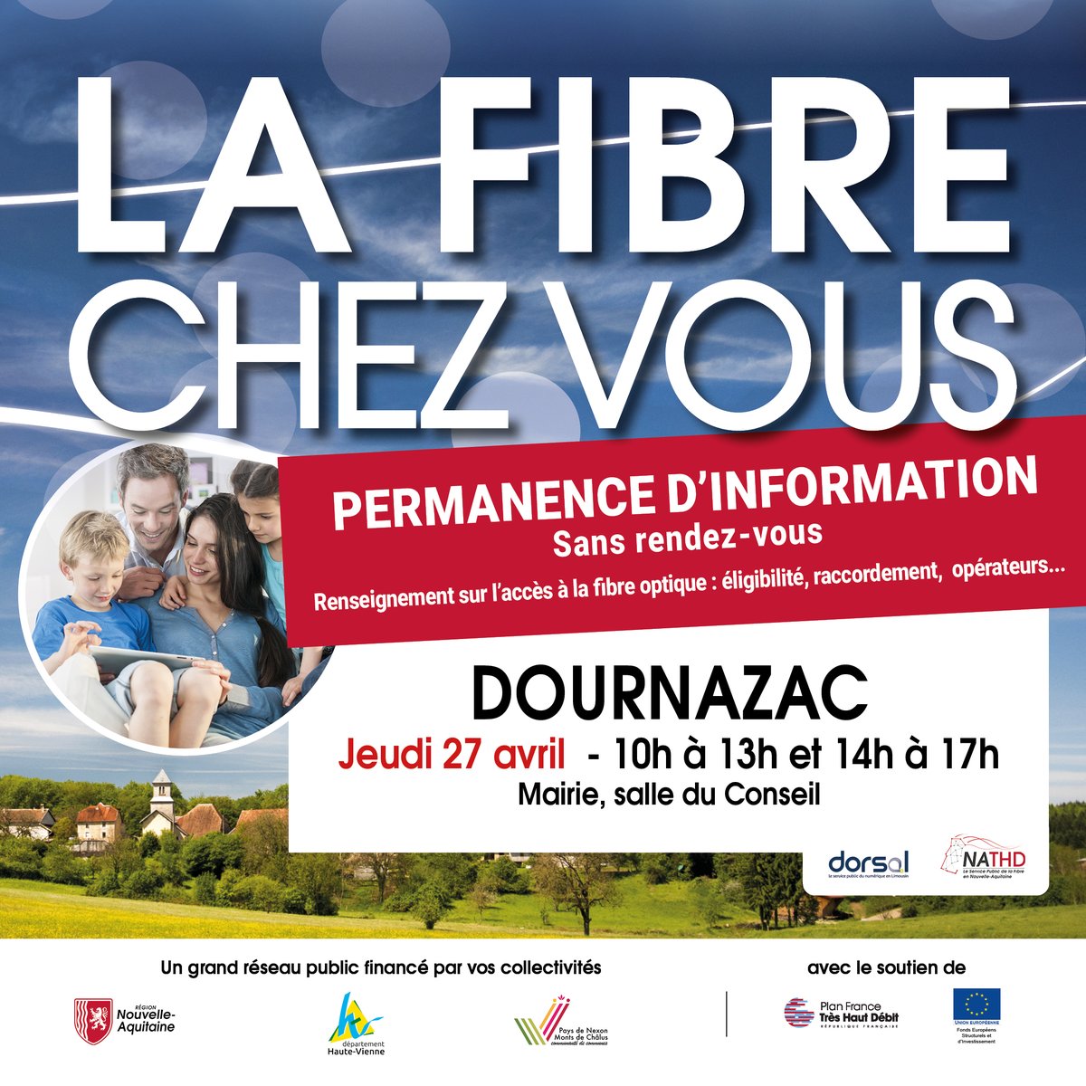 CE JOUR ! Le Service public de la Fibre est en HAUTE-VIENNE @hautevienne_dep, Communauté de communes #PaysdeNexonMontsdeChâlus. Nos équipes vous renseignent sur votre accès à la fibre optique.  Test d'éligibilité : nathd.fr/eligibilite/
<a href="/DORSAL_Syndicat/">Syndicat mixte DORSAL</a>
<a href="/FibreNouvAquit/">LA FIBRE NOUVELLE-AQUITAINE</a>