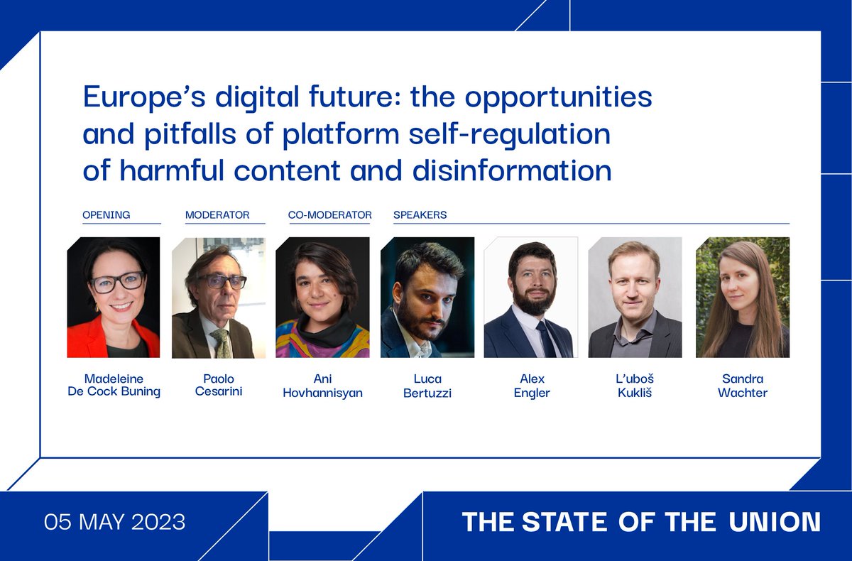 🎙️ Meet the speakers at our #SOU2023 panel - Europe’s digital future.

In the panel they will discuss: 
🇪🇺Frameworks of regulating media &amp; technology
🤬 Recent efforts to regulate harmful content online,
💻 Empowering users, researchers &amp; fact-checkers against #disinformation
