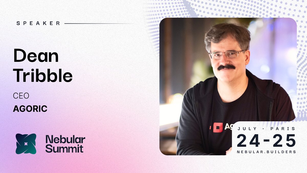 agnt_eng's tweet photo. We're thrilled to welcome the one and only @DeanTribble , CEO of @agoric to our speaker lineup this year! https://t.co/oLcFHr7rVY
