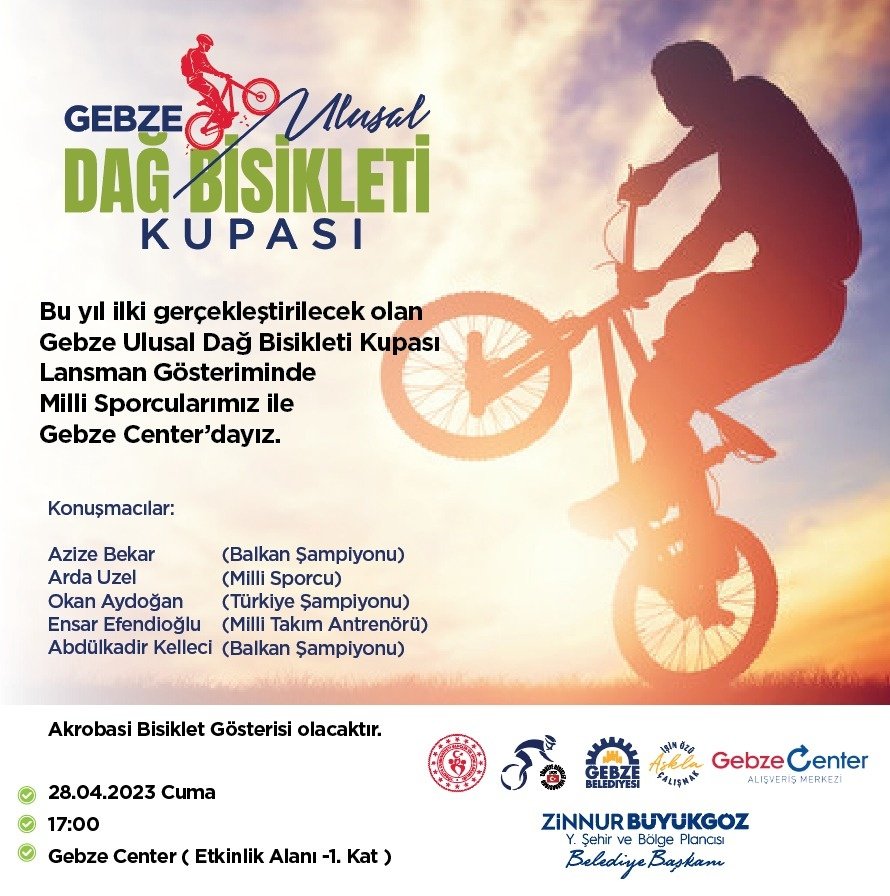 gebze_belediye's tweet photo. #Gebze Ulusal Dağ Bisikleti Kupası için gerçekleştireceğimiz lansmana tüm sporseverler davetlidir.😎

#Sporİyileştirir
#İşinÖzüAşklaÇalışmak https://t.co/yLRGa77hun