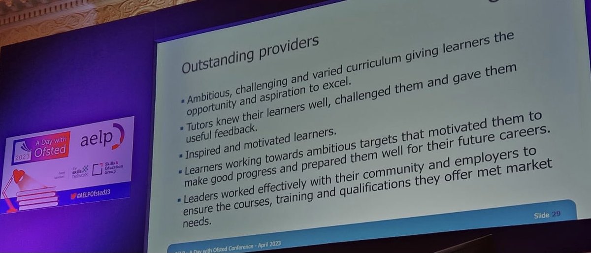 khoff_emsi's tweet photo. In outstanding providers, leaders worked effectively with local employers to ensure training and qualifications met market needs. #AELPOfsted23 https://t.co/co8nKmkOwr
