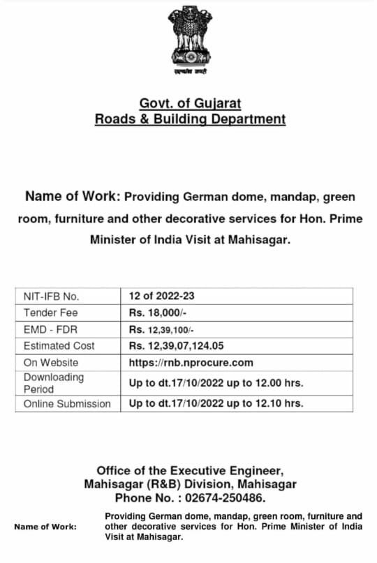 pbhushan1's tweet photo. While it was a terrible betrayal of the people for Kejriwal to spend 45 Crs of our money on renovating his house; what about Modi spending 12.39 Crs of our money on temporary German Done, mandap, green room, furniture &amp; decoration for his 1 day visit to Mahisagar! Lootera PM &amp; CM https://t.co/qaBzQuNYQG