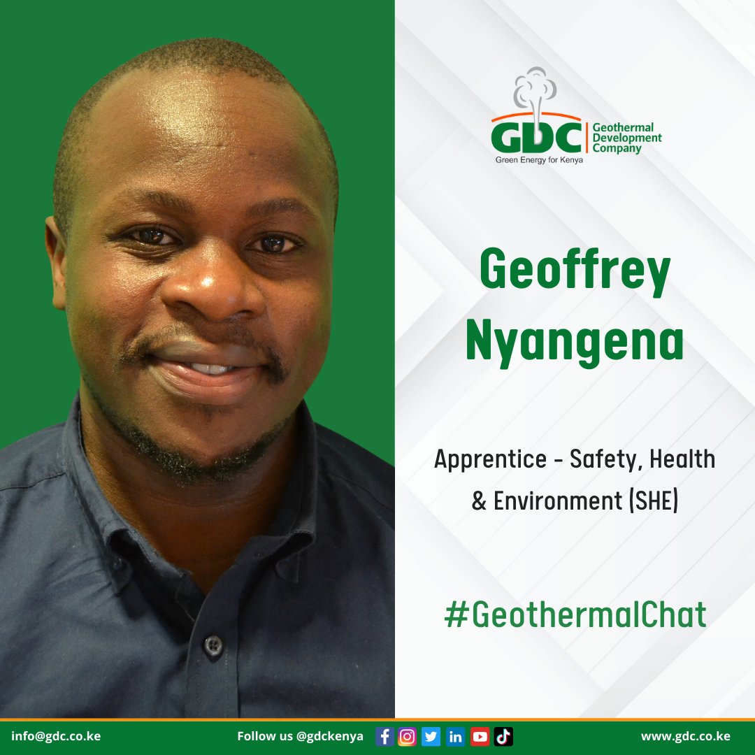 GDCKenya's tweet photo. We appreciate #GDCTeam Safety, Health and Environment (SHE) Apprentice, Geoffrey Nyangena, for joining us in today’s #GeothermalChat to answer all your questions on the #geothermal weather stations. https://t.co/fj0H0oRgsY