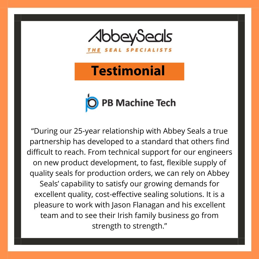 Why choose us to be your Seal &amp; Gasket experts? Don't just take our word for it, hear it from some of our customers. PB Machine Tech LTD are a valued customer of ours. Take a read and see what they had to say. #testimonial #abbeyseals #valuedcustomers #pbmachinetech #ASX