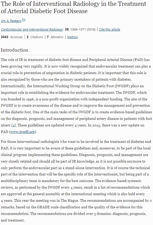 ETF_IRtrainees's tweet photo. What is the role of interventional radiology in the treatment of arterial diabetic foot disease? 🤔
➡️ Find out in this article by Prof. J. Reekers:
https://t.co/NBgJceLmIw
#CIRSEsociety #ETF #openaccess #interventionalradiology #IRad #IRpractice https://t.co/kXz0fiH29o