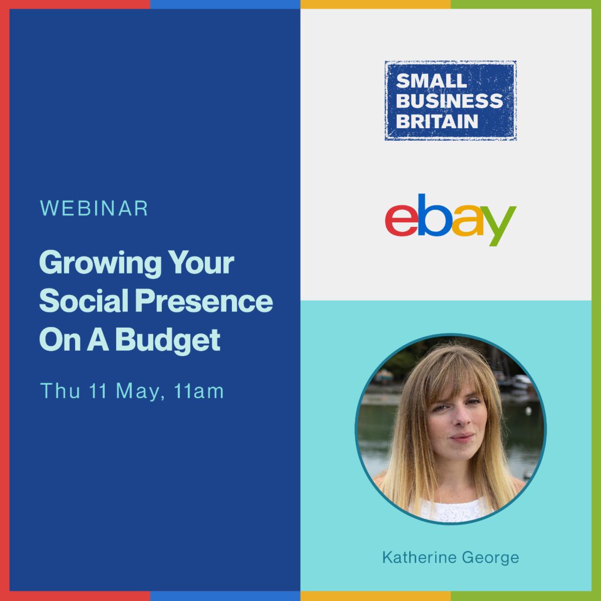 Want to get your business noticed online on a budget?

In this free webinar for @britainsmallbiz &amp; <a href="/eBay_UK/">eBay UK</a>, <a href="/OhSoKatherine/">Katherine George</a> will share how to leverage content creation and #SocialMediaAds to build a strong presence without breaking the bank.

Register: ebay.zoom.us/webinar/regist…