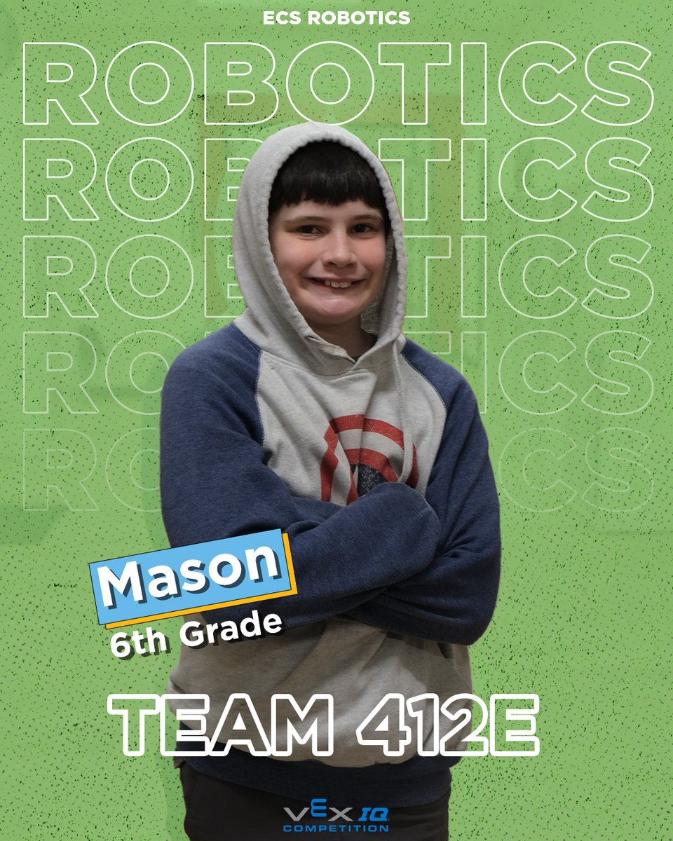 Meet Mason, a 6th grader from ECS Robotics Team 412E. He is going to Dallas this Sunday for #VEXWorlds. #GrowingCitizens