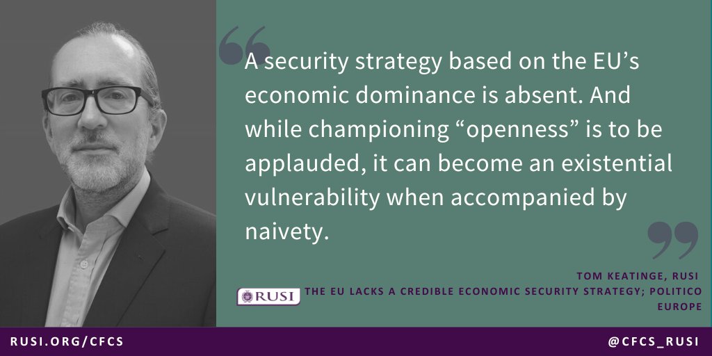 The Centre for Finance and Security (CFS) at RUSI (@cfs_rusi) on Twitter photo 📢Our Director <a href="/keatingetom/">Tom Keatinge</a> wrote for <a href="/POLITICOEurope/">POLITICOEurope</a>. He argues that the EU lacks a credible economic security strategy and offers his thoughts on what the EU should do.
Read the full article👉 politico.eu/article/eu-lac… 📢Our Director <a href="/keatingetom/">Tom Keatinge</a> wrote for <a href="/POLITICOEurope/">POLITICOEurope</a>. He argues that the EU lacks a credible economic security strategy and offers his thoughts on what the EU should do.
Read the full article👉 politico.eu/article/eu-lac…