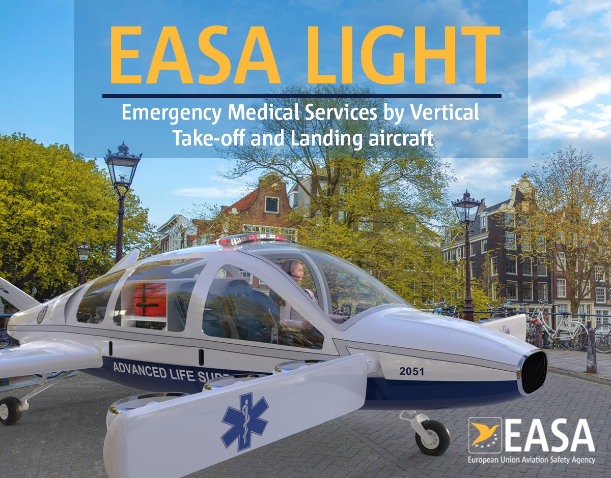 EASA's tweet photo. Want to know how Vertical Take-off and Landing aircraft could aid in case of medical emergencies?
https://t.co/jB59y8NN1N

And while you’re there…did you know that #EASALight is now available in all 24 EU languages?
https://t.co/YIhXhKcNhS https://t.co/eZByMJ4Tf0