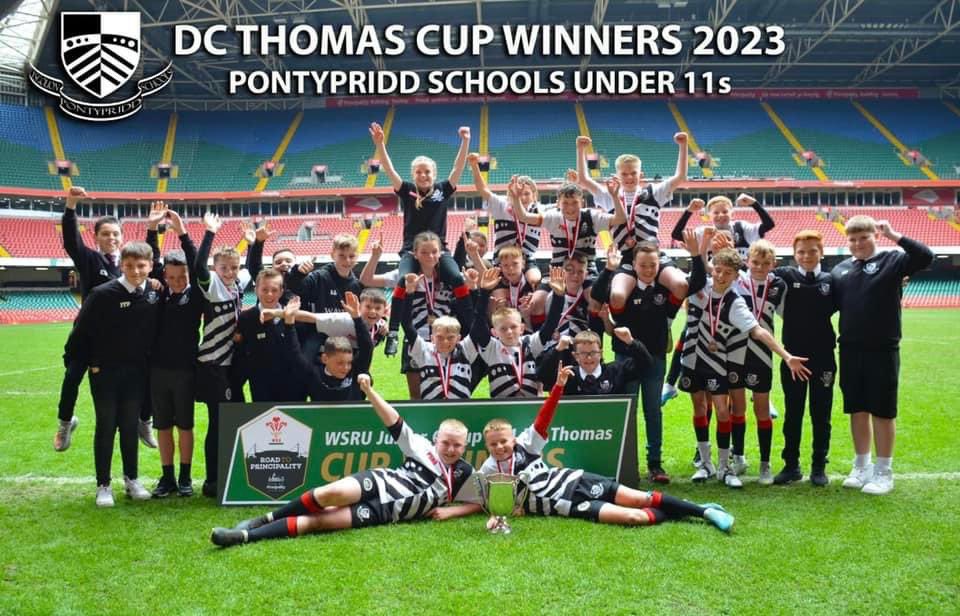 Ms_jenna's tweet photo. Congratulations to Emie &amp; the boys at Pontypridd Schools U11’s winning the DC Thomas Cup 🏆🏉🎉 We couldn’t be more prouder of how you represented yourself, family, club &amp; school all season. The first girl to play in the final for PSRU! Enjoy these special memories🖤🤍#campions https://t.co/zqSwossiRS