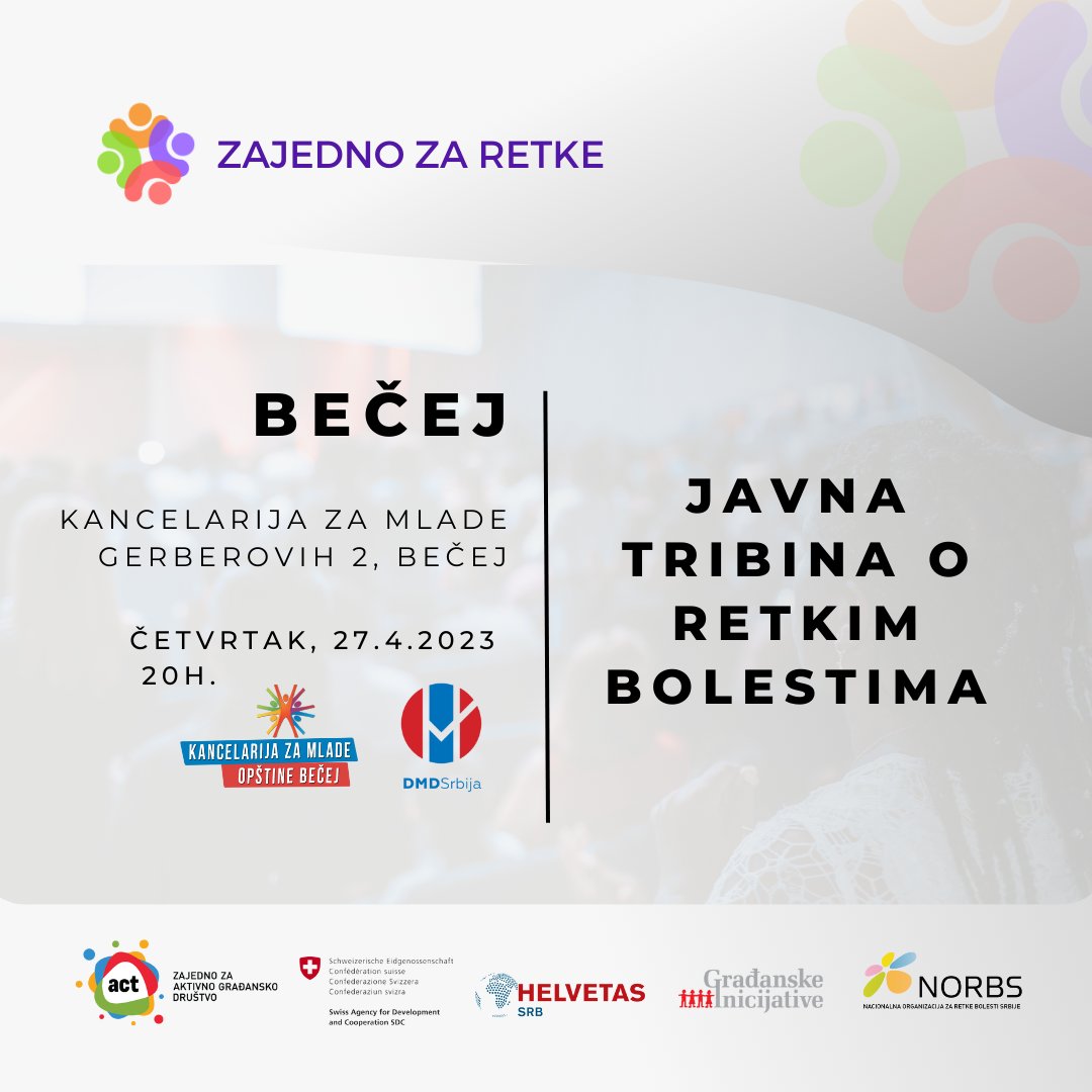 NORBS (@retkebolesti) on Twitter photo Pridružite nam se večeras na javnoj tribini i retkim bolestima u Bečeju
<a href="/ActGra/">ACT Zajedno za aktivno građansko društvo</a> <a href="/gradjanske/">građanskeinicijative</a> #zajednozaretke #retkebolesti #becej #norbs Pridružite nam se večeras na javnoj tribini i retkim bolestima u Bečeju
<a href="/ActGra/">ACT Zajedno za aktivno građansko društvo</a> <a href="/gradjanske/">građanskeinicijative</a> #zajednozaretke #retkebolesti #becej #norbs