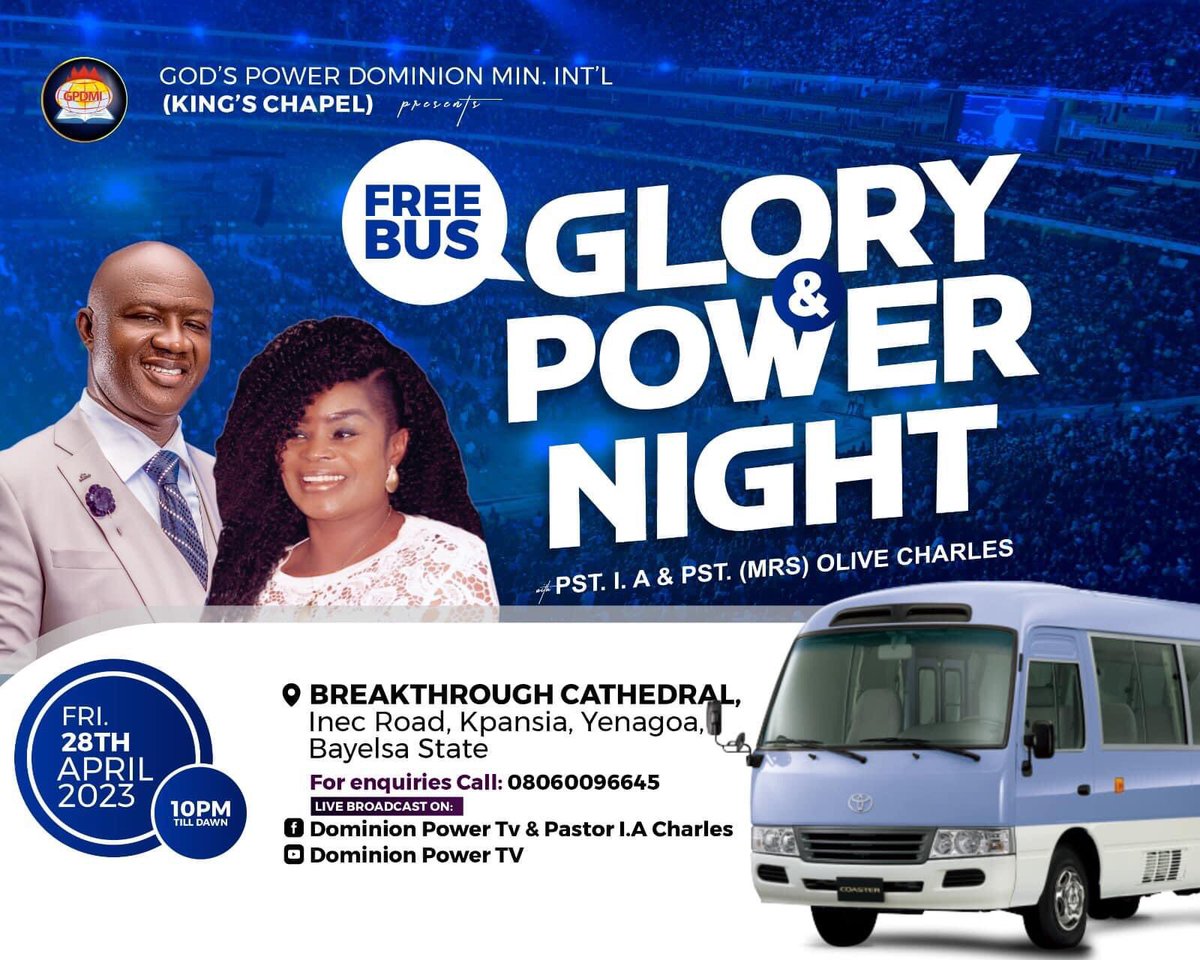 gospelgistafrik's tweet image. Glory And Power Night Don’t Miss It

#BLACKPINKinMexico #BORNPINKinMexico_Day1 #CHEBRE #delhimetro #Eurovision2023 #GetWellSoonChenle #GlazersOut #LALISA #SUGA_AgustD_TOUR #Nigeria #agulatabezi