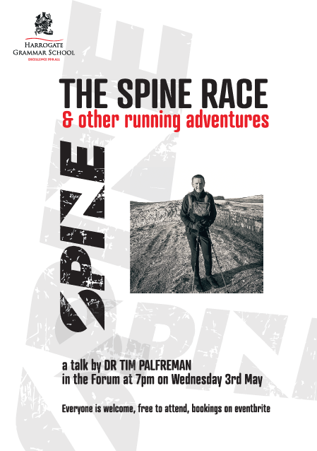 HGS6thForm's tweet photo. The Spine Race and other running adventures, a talk by Dr Tim Palfreman - a race across the Pennine Way, 268 miles, day &amp; night in the height of winter, regarded as the toughest ultra race in the UK.
Wed 3 May at 7pm in The Forum, free to attend, book via https://t.co/Mj6igRtwdo https://t.co/QuLXFQ8uW4