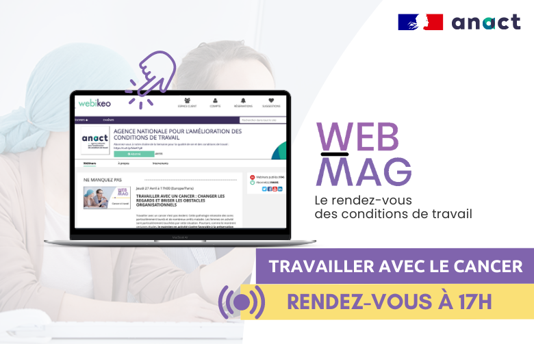 Anact_'s tweet image. #Webmag 🔴Travailler avec le cancer : rendez-vous à 17h. 
↪️ Comment changer les regards dans l’entreprise face à la maladie ? Comment faire du travail l'occasion de contribuer à la préservation de la santé ?
↪️ Récits d’expériences et des modalités d’adaptation.
#cancerettravail