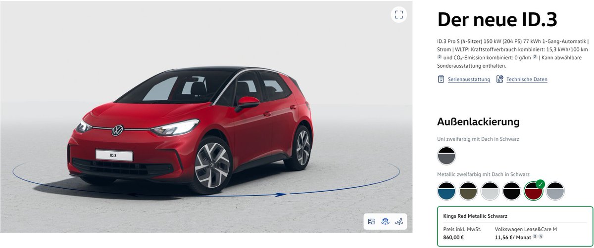 _BennyOtt_'s tweet image. Endlich es gibt wieder mehr Farben im Konfigurator

Ich bin ja irgendwie so ein Schwarz-Schwarz Fan
#Konfiguration #ID3 #Facelift #Volkswagen