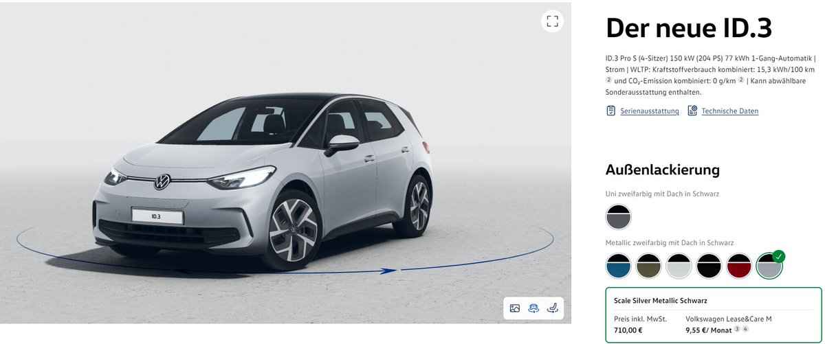 _BennyOtt_'s tweet image. Endlich es gibt wieder mehr Farben im Konfigurator

Ich bin ja irgendwie so ein Schwarz-Schwarz Fan
#Konfiguration #ID3 #Facelift #Volkswagen