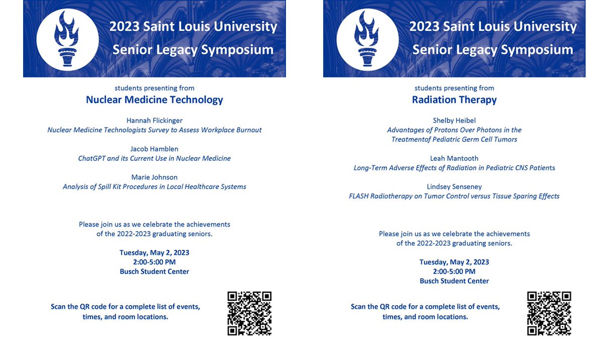 sludchs's tweet photo. Congratulations to Doisy College of Health Sciences students presenting undergraduate research at the SLU Senior Legacy Symposium on Tuesday, May 2, 2023 at the Busch Student Center!
#DCHSlife #DCHSresearch #SLUresearch
@SLU_Official @SLUHealthNews
https://t.co/DSzdd8wfc8 https://t.co/Td8xgPoJVc