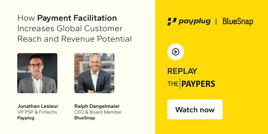 🔔 How can payment facilitation increase your sales and revenue? 

In a webinar hosted by The Paypers, <a href="/RDangelmaier/">Ralph Dangelmaier</a> <a href="/BlueSnapInc/">BlueSnap, Powered by Payroc</a> CEO and J. Lesieur, <a href="/payplug/">Payplug</a>’s VP PSP &amp; Fintechs, revealed all the benefits of the #payfac model.

Watch the webinar here 👉 bit.ly/41JZTfD