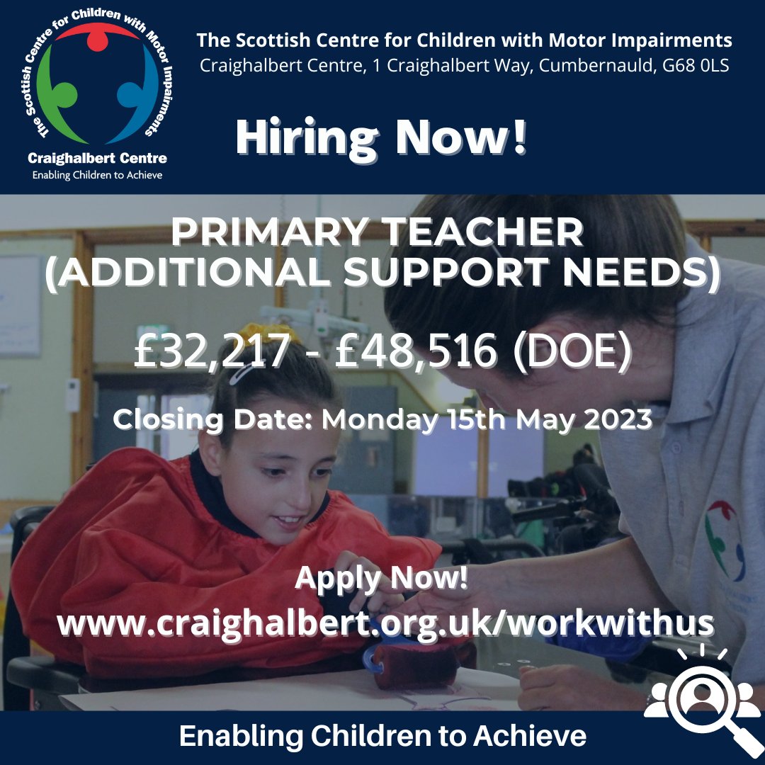 Craighalbert's tweet photo. There is still time to apply for our Primary Teacher post!

You can view the job profile and additional information on how to apply at: https://t.co/eijvVfVLjj

#workwithus #teachers #teachersjobs #recruiting #jobs #education #primary #secondary #nursery #learning #school https://t.co/QZHIp34GHy
