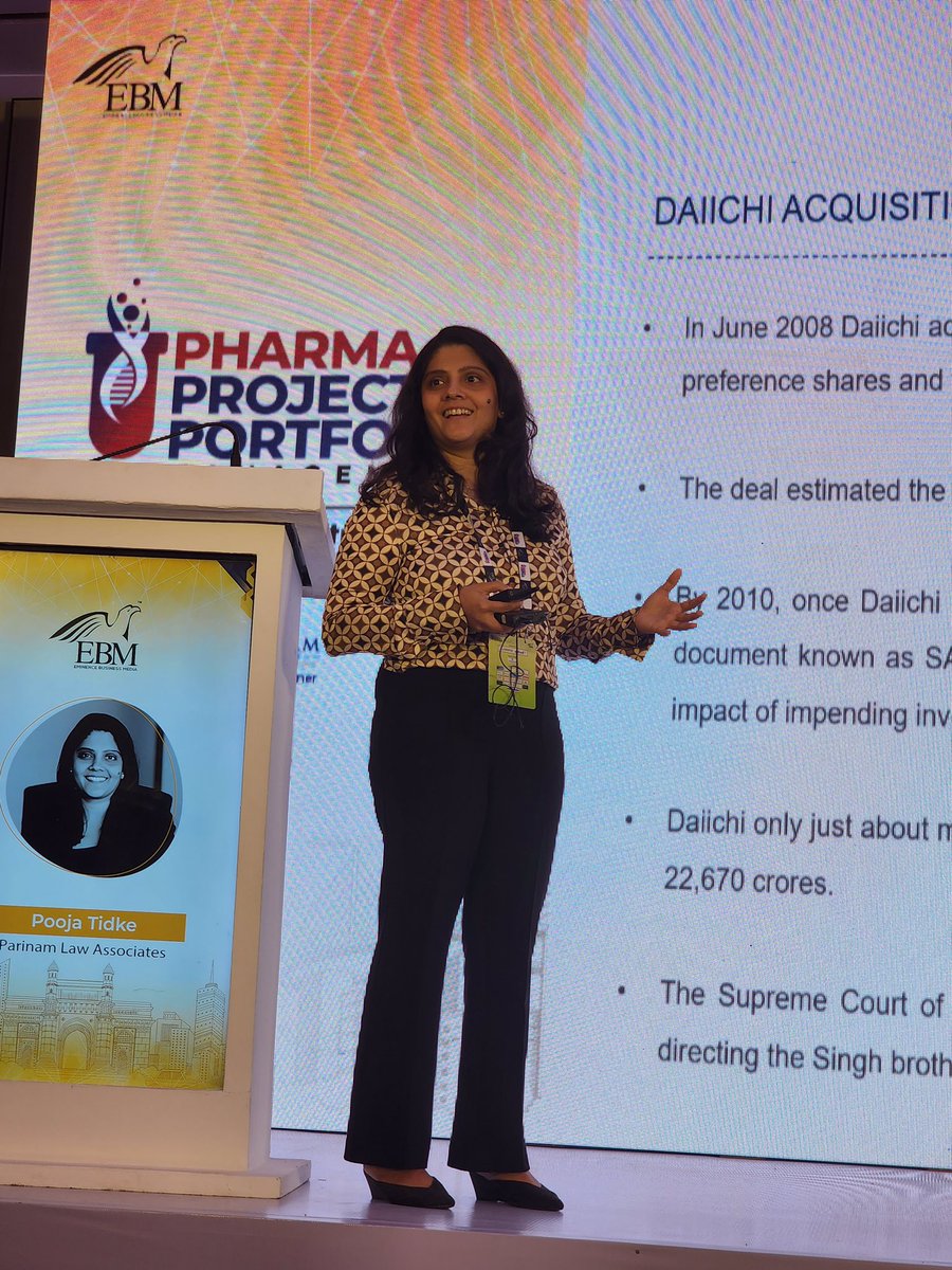 eminence_group9's tweet photo. An interesting session by Pooja Tidke from Parinam Law Associates on ‘Lessons for the Pharma Giants and the Opportunities that lie ahead!’ at the 6th Annual Pharma Project & Portfolio Management 2023.
#eminencebusinessmedia #ebm #ebmpppm6 #ebmpppm https://t.co/Q0rpPu7P3a