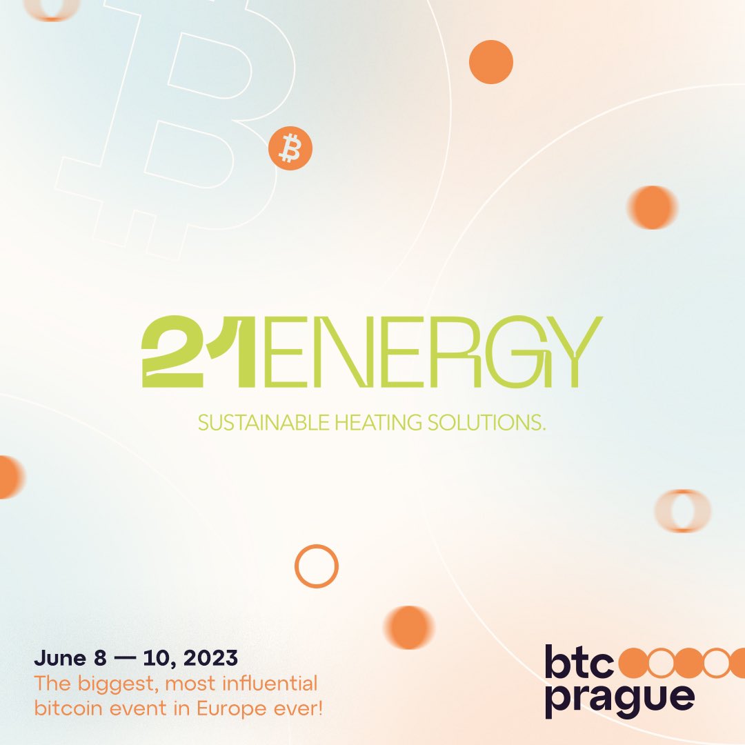 We are very pleased to announce that we will be exhibiting at <a href="/BtcPrague/">BTC Prague</a> in June.
There will be several different Sustainable Heating Solutions with integrated mining chips and ASIC miners on show at our booth.
Save the date and visit us.😎⚡️
#21ENERGY #BTCPrague
