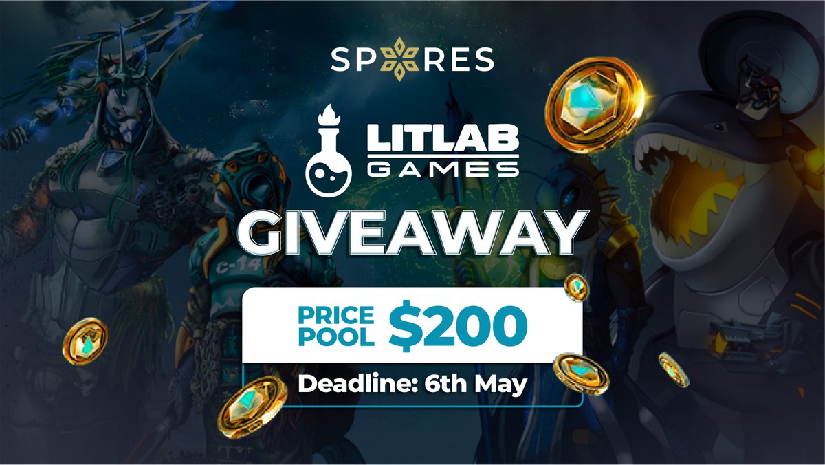🚨 #GIVEAWAY Spores Launchpad x @LitLabGames 🚨
🏆Prize Pool -  $200 worth of $LITT
👉To enter, complete simple #Gleam Tasks: gleam.io/competitions/F…

#SporesLaunchpad #LitLab #Blockchain #Airdrop #Crypto #CryptoGiveaway 
Join LitLab and take the first step toward unlocking the