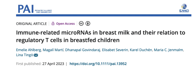 Very proud of our recent paper, fresh out in @pai_eaaci ! onlinelibrary.wiley.com/doi/full/10.11…
Very honored that it was also elected Editor's choice! #allergy #Pediatrics #breastfeeding #breastmilk #microRNA #Tregs Thanks to my awesome coworkers/coauthors! Among them @eemelieahlberg @mjnmlm