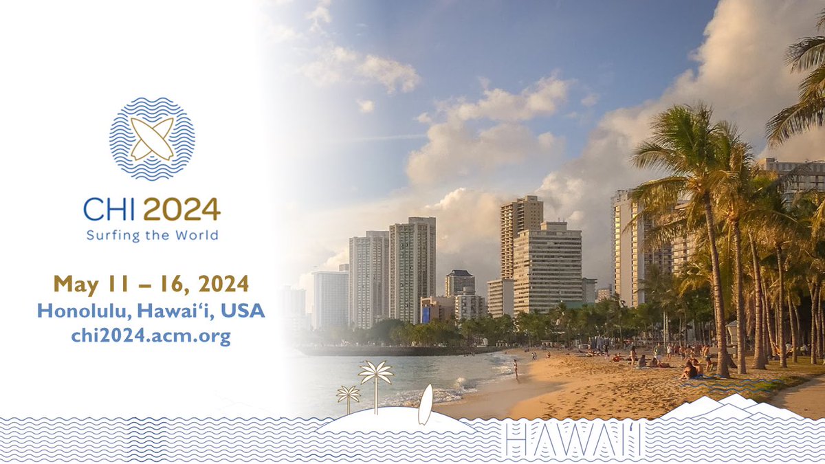 Where will #CHI2024 be? 🏝️ 

🔗 chi2024.acm.org

Aloha Hawaii 

#reCHInnecting #sigchi #SurfingTheWorld 

Thank you for all the memories!

Love,
#CHI2023 #Hamburg