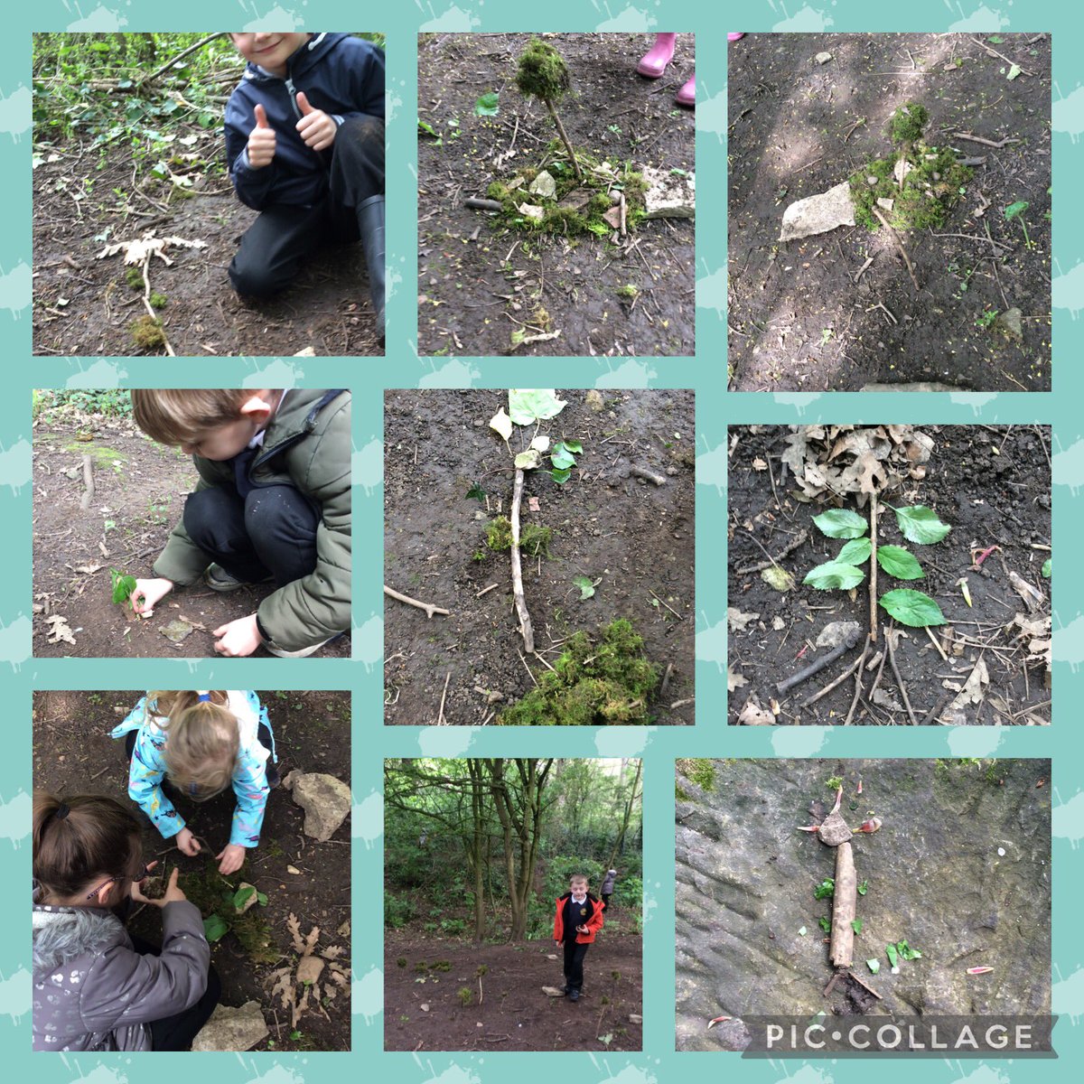 BandBschool's tweet photo. @BandBschool Yesterday in forest schools Team Aire continued their science learning about plants by using natural materials to build the parts of a plant. They also continued their tool skills.  @eboractrust #bandbscience #bandbforestschools https://t.co/wTsXiJphfT