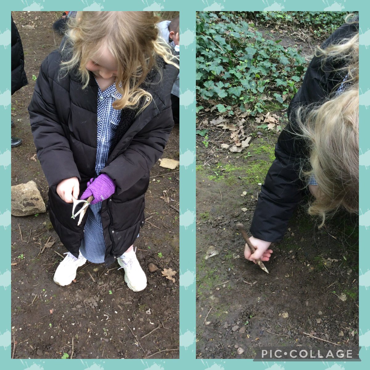 BandBschool's tweet photo. @BandBschool Yesterday in forest schools Team Aire continued their science learning about plants by using natural materials to build the parts of a plant. They also continued their tool skills.  @eboractrust #bandbscience #bandbforestschools https://t.co/wTsXiJphfT