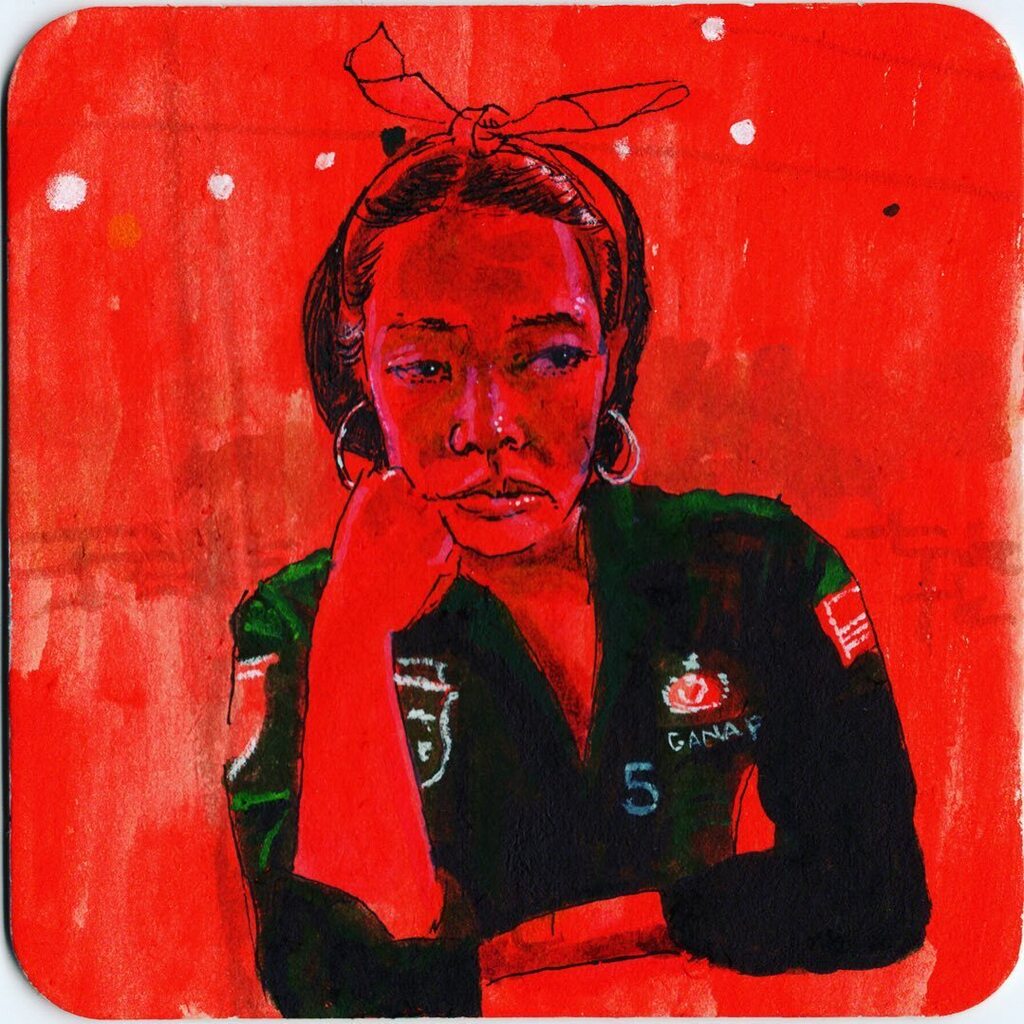 feelbettervin's tweet photo. Lucky no. 5 ink and watercolors on coaster. #salut8 #coasterartshow @nucleusportland @drinkanddrawsociety https://t.co/A5kbKguHtj https://t.co/WrH5SDkztV