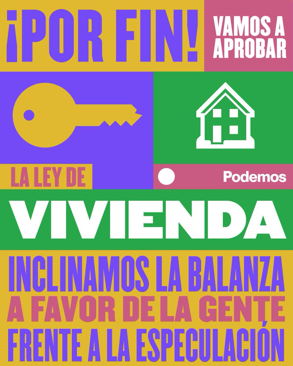 Podemos_Mijas's tweet photo. #TenemosLeyDeVivienda 
Después de la negociación más dura que hemos afrontado desde que llegamos al Gobierno se aprueba la Ley de Vivienda en España 
El principal eje generador de desigualdad en nuestro país  es la vivienda.
Vamos a dejar la piel para que se cumpla ¡Sí se puede! https://t.co/ql99PMVc3G