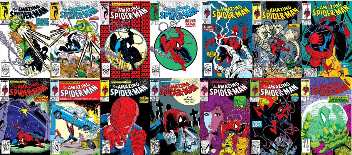Cinemadroide's tweet photo. #COMICS #MyClassics David Michelinie de 1987 à 1994 écrit la période la + populaire de The Amazing Spider-Man où se succèdent 3 dessinateurs majeurs marquée par l'introduction de Venom et Carnage. Les num #298–323, 325, 328 où Mcfarlane révolutionne la représentation de Spidey https://t.co/7dUqeiVkOv