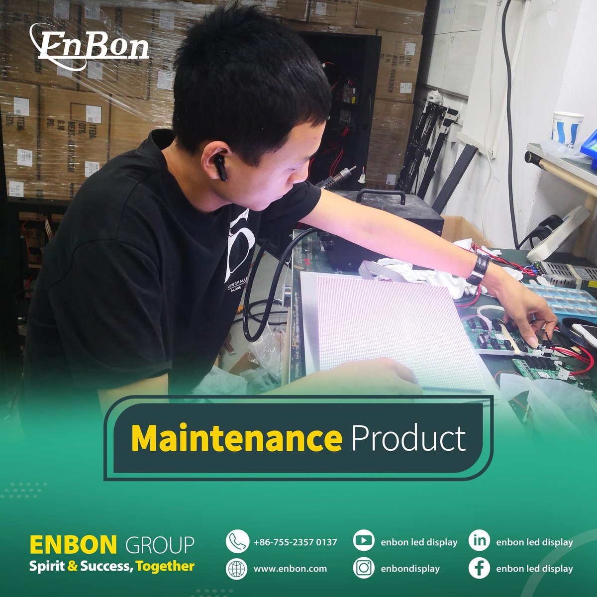 𝙀𝙣𝙗𝙤𝙣𝙂𝙧𝙤𝙪𝙥 | 𝙎𝙥𝙞𝙧𝙞𝙩 &amp; 𝙎𝙪𝙘𝙘𝙚𝙨𝙨, 𝙏𝙤𝙜𝙚𝙩𝙝𝙚𝙧   There is also an area in the #SMT bonder room which is used for #product maintenance. Here our #technicians carry out some simple #testing and #maintenance on the products. In order to give our customers a