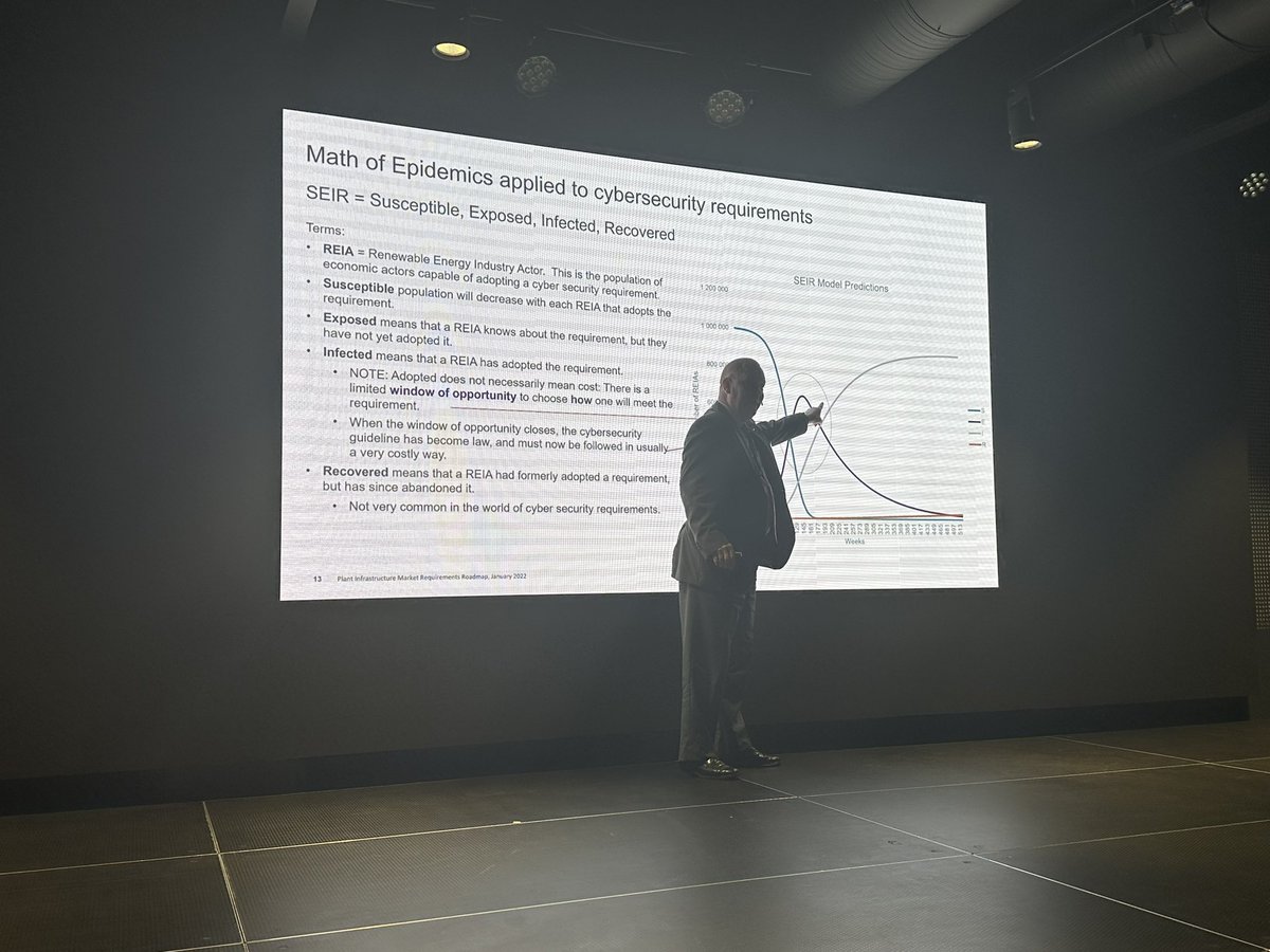 MarieGMoe's tweet photo. Todd B. Davis from @Vestas presented a new (to me) concept of cybersecurity requirements as an epidemic for the wind energy sector. This resonated with my experience with the regulatory system as it is applied for medical devices. https://t.co/6F3rdiEhCr