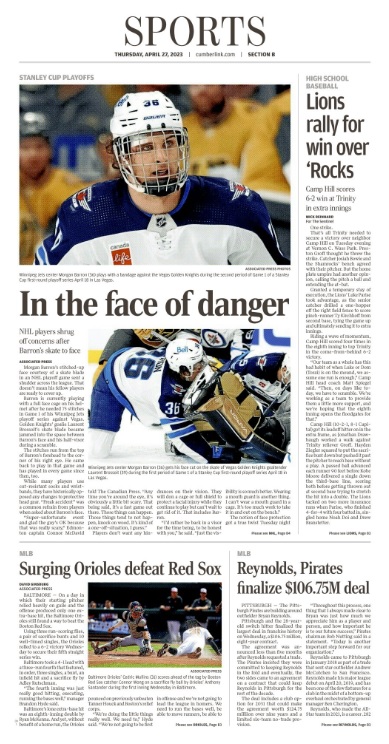 NHL players shrug off concerns after Barron's skate to face
