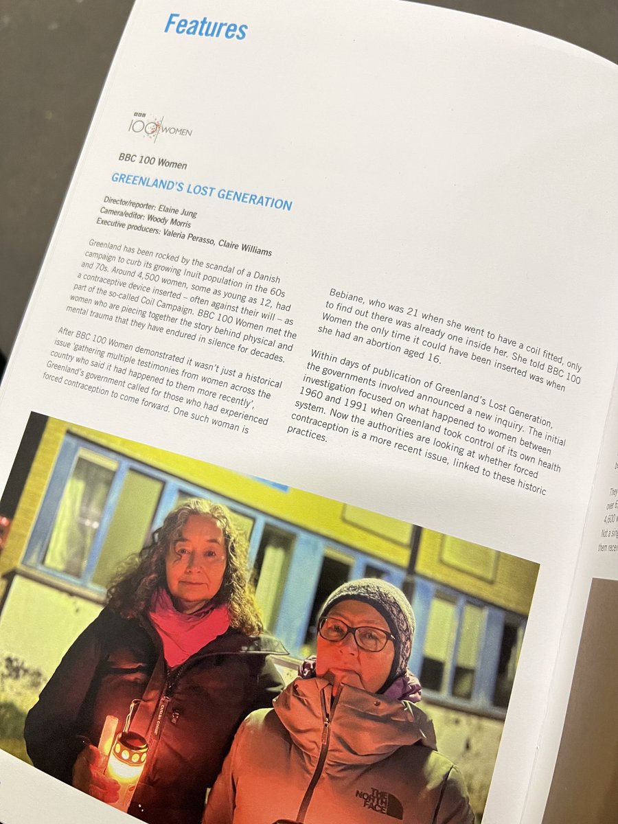 Huge privilege to have had our Greenland project (documentary & long read) for @BBC100Women up for the Features Award among a brilliant showcase of important journalism #AmnestyMediaAwards @bbc_perasso @woodywmorris @ClaireWNews @lilo11 @fionacrack Special thanks to @lyberth_naja