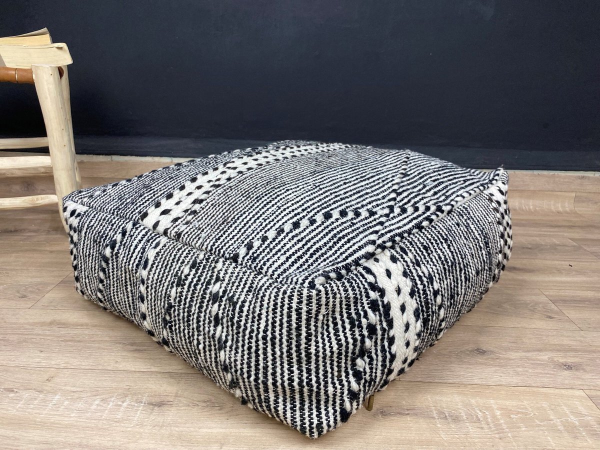 Excited to share the latest addition to my #etsy shop: Black And White Pouf - Moroccan Kilim Floor Pouf - Boho Throw Pillow- Berber Yoga Meditation Cushion - Vintage Outdoor Ottoman - Large poufs etsy.me/42689Xh #white #black #no #bedroom #bohemianeclectic #mor