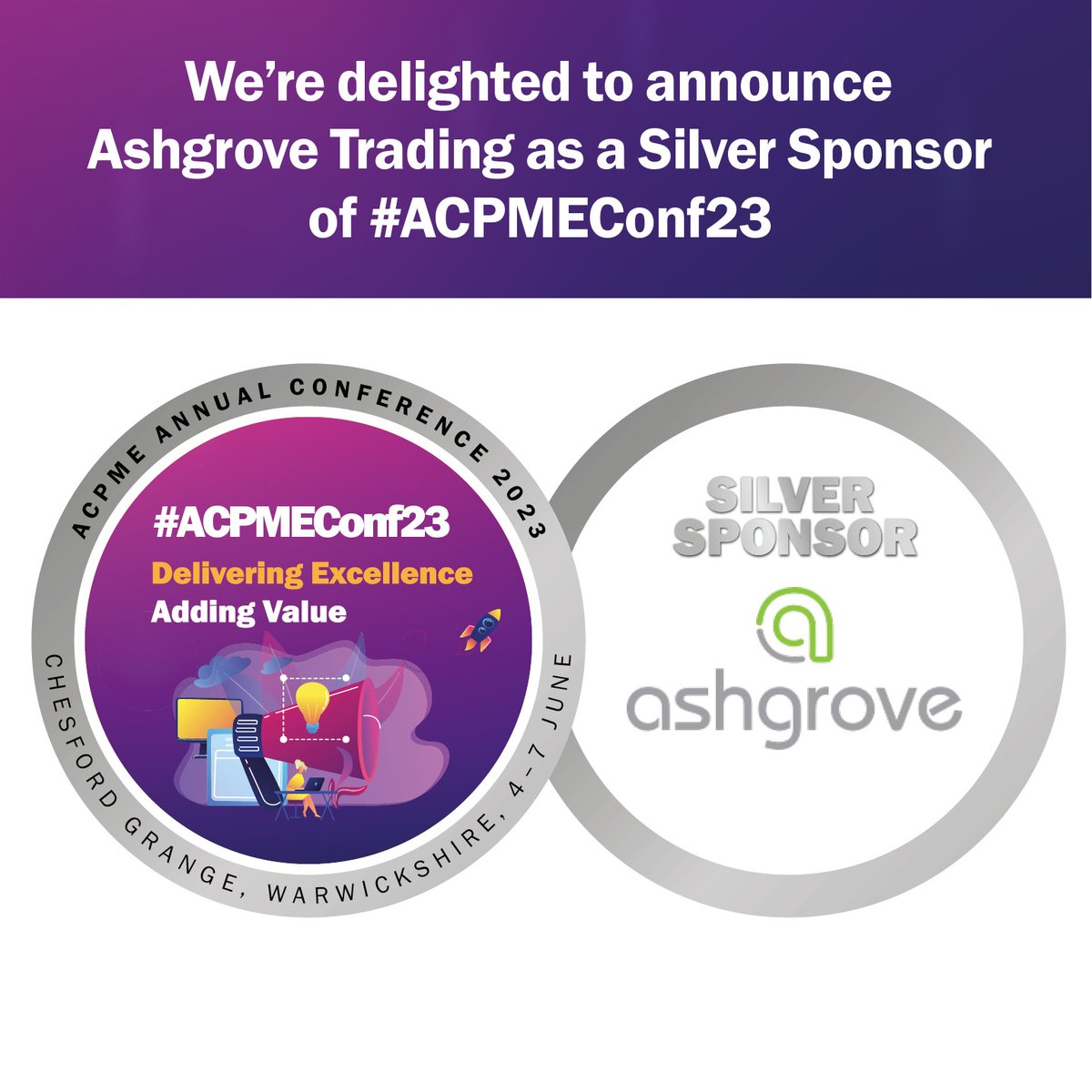 We’re delighted to announce <a href="/ashgrovetrading/">Ashgrove Trading</a>  are sponsoring #ACPMEConf23. Join them at The Chesford Grange 4–7 June. #ACPMEfamily