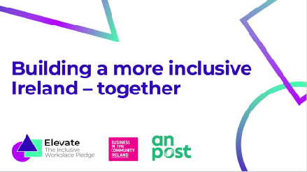 Postvox's tweet photo. We're proud to be a @BITCIreland #ElevatePledge signatory &amp; to be part of a movement of businesses committed to building inclusive workplaces that support everyone to thrive equally. To find out more about #ElevatePledge click here https://t.co/cAEioVQRh0
#DiversityandInclusion https://t.co/l7MpsvpBwO
