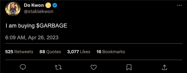 ARBgarbage's tweet image. What more to say. 

$GARBAGE #DoKwonBullish #Arbitrum #Memecoin