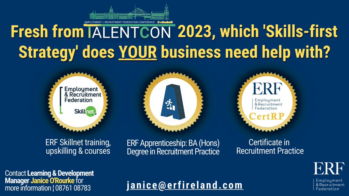 ERF Ireland (@erfireland) on Twitter photo Fresh from #talentcon2023, having a 'Skills-first Strategy' is key for future business #success. So what does YOU need help with❓
Contact L&D Manager <a href="/JaniceERF/">Janice O'Rourke</a> today to discuss what we can do for your business! ✅
#skillsfirst #erf2023 #training #recruitment #development Fresh from #talentcon2023, having a 'Skills-first Strategy' is key for future business #success. So what does YOU need help with❓
Contact L&D Manager <a href="/JaniceERF/">Janice O'Rourke</a> today to discuss what we can do for your business! ✅
#skillsfirst #erf2023 #training #recruitment #development