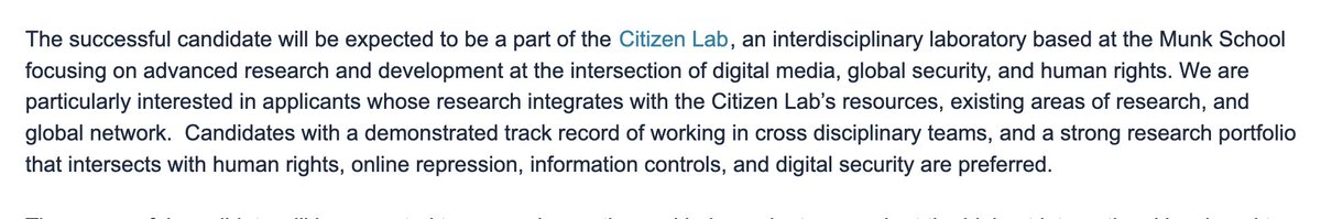 profdeibert (@rondeibert) on Twitter photo HUGE opportunity: <a href="/UofT/">University of Toronto</a> has posted a tenure track position in "social sciences and digital technologies" <a href="/munkschool/">Munk School</a>
Successful candidate will be expected to become a member of the <a href="/citizenlab/">The Citizen Lab</a> 😀
Pls circulate widely; details ⬇️
jobs.utoronto.ca/job/Toronto-As… HUGE opportunity: <a href="/UofT/">University of Toronto</a> has posted a tenure track position in "social sciences and digital technologies" <a href="/munkschool/">Munk School</a>
Successful candidate will be expected to become a member of the <a href="/citizenlab/">The Citizen Lab</a> 😀
Pls circulate widely; details ⬇️
jobs.utoronto.ca/job/Toronto-As…